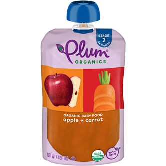 Plum Organics Stage 2 Organic Baby Food, Apple and Carrot