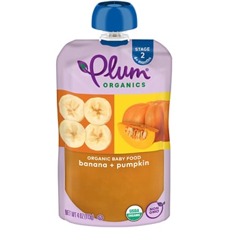 Plum Organics Stage 2 Organic Baby Food, Banana and Pumpkin