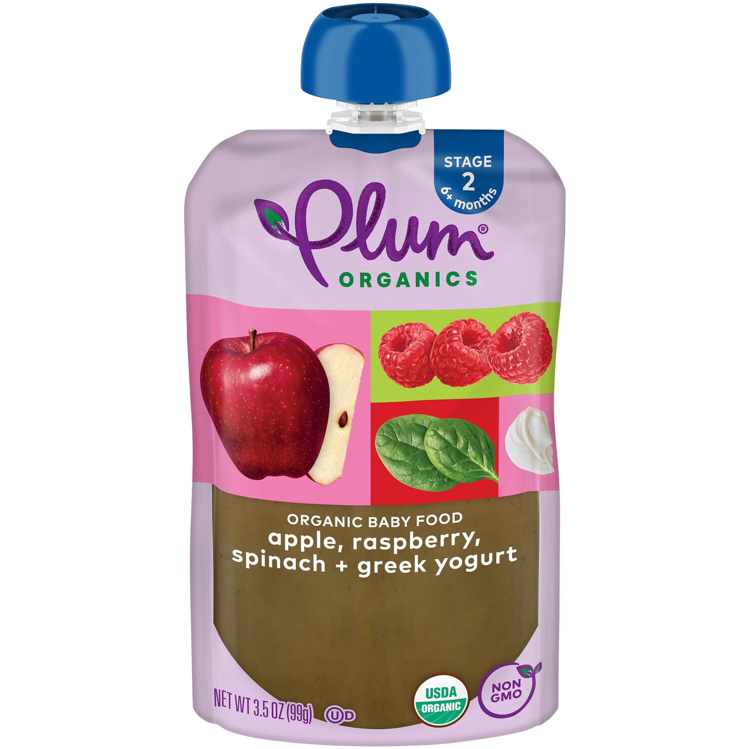 Plum Organics Stage 2 Organic Baby Food, Apple, Raspberry, Spinach, and Greek Yogurt 