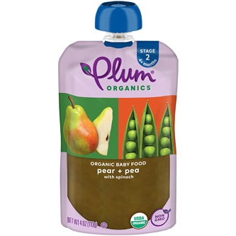 Plum Organics Stage 2 Organic Baby Food, Pear, Spinach, and Pea