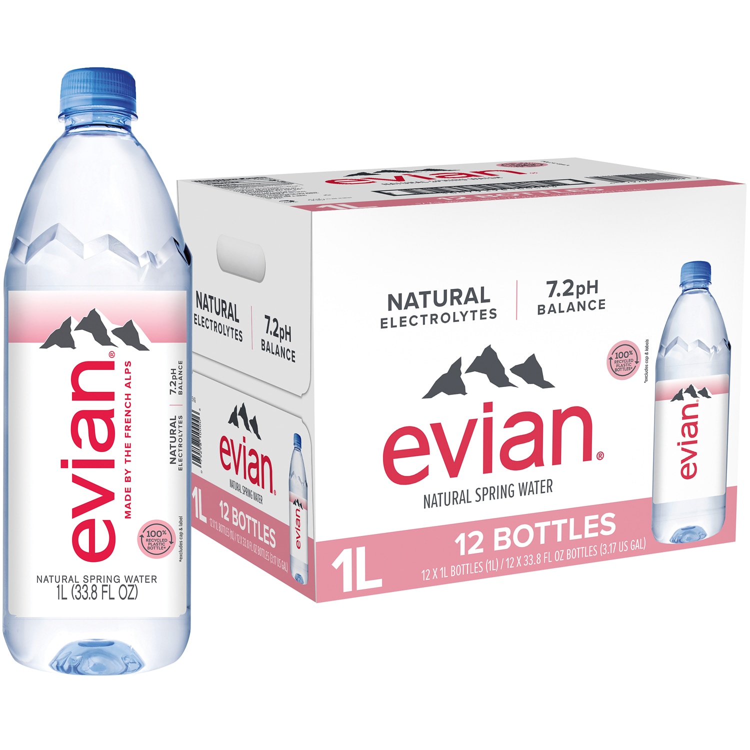 Evian Natural Spring Water, Plastic Bottles