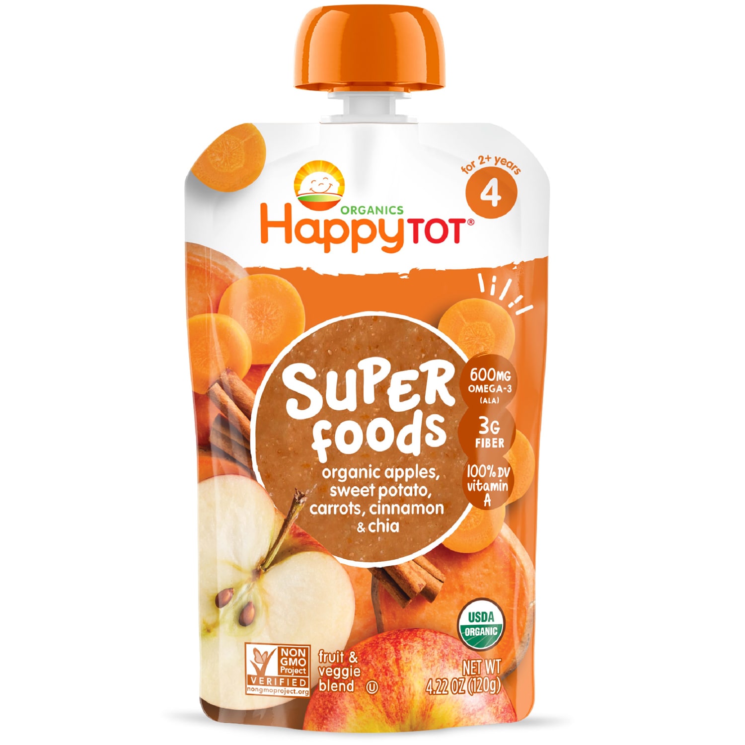 Happy Family Happy Tot Organic Super Foods Sweet Potato, Carrot, Apple, and Cinnamon