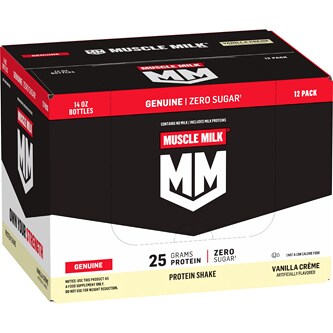 Muscle Milk Protein Nutrition Shake, Vanilla Crème, Plastic Bottles