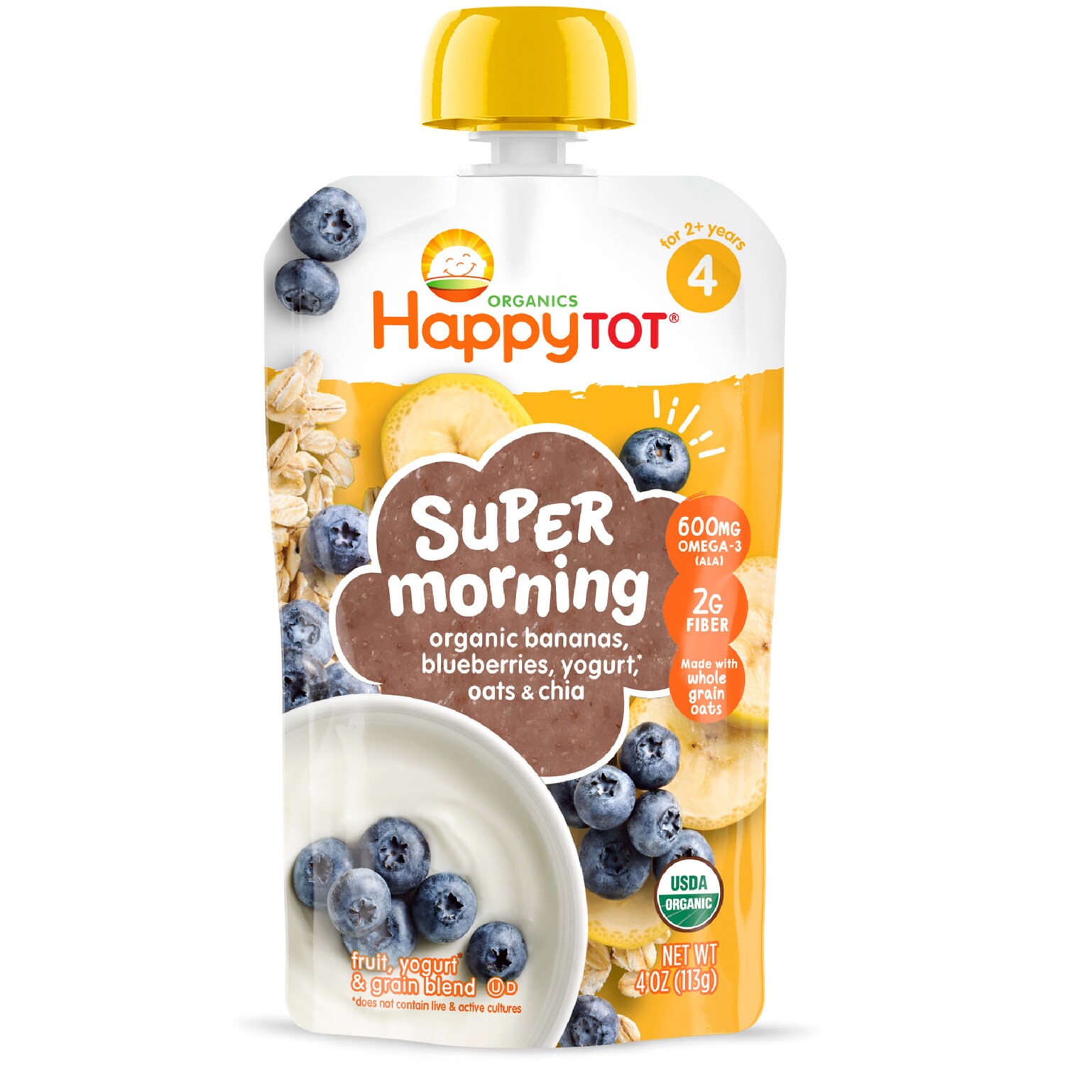 Happy Family Happy Tot Organic Morning Breakfast Blend, Banana, Blueberry, Yogurt and Oats