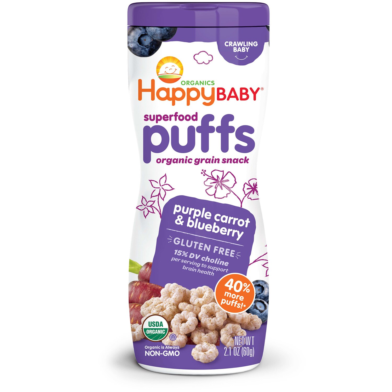 Happy Family Happy Baby Organic Puffs, Purple Carrot and Blueberry