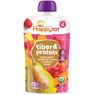 Happy Family Happy Tot Fiber and Protein Organic Pear, Raspberry, Butternut Squash and Carrot