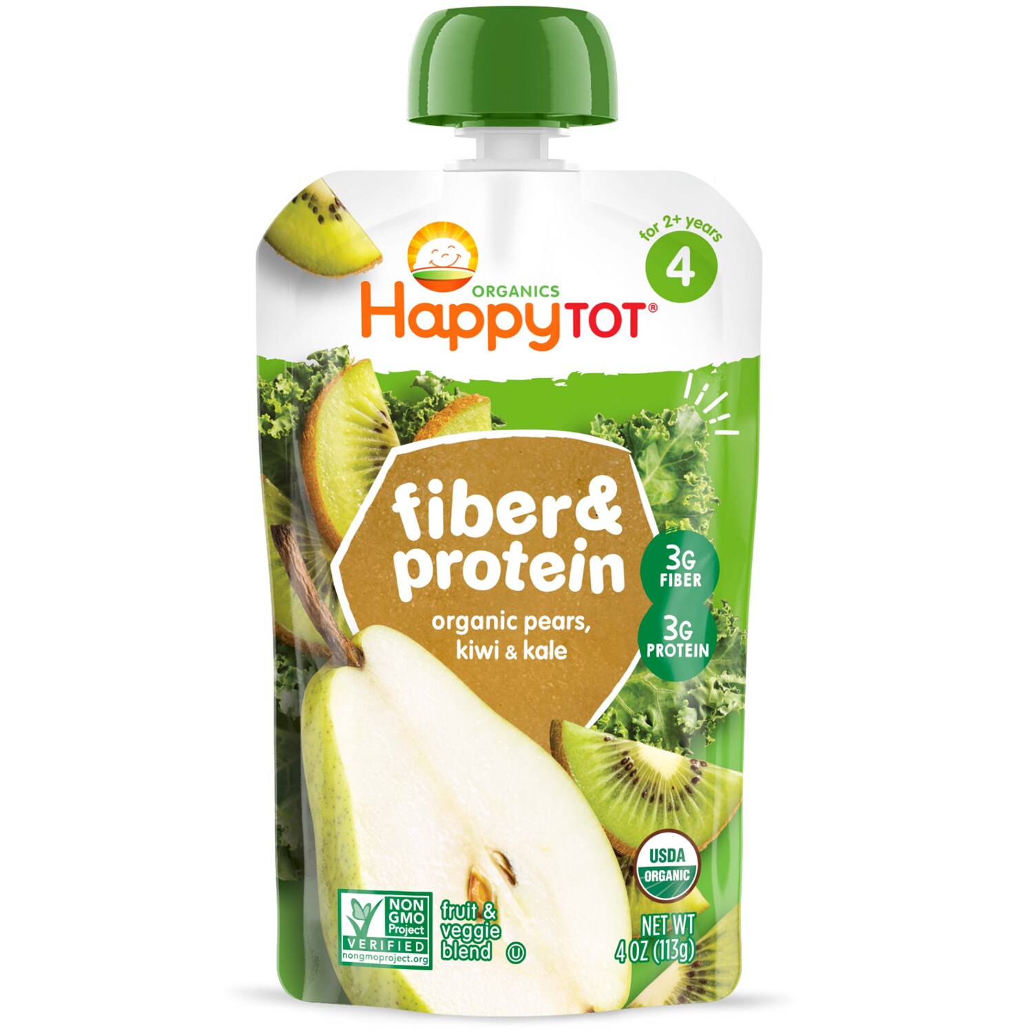 Happy Family Happy Tot Fiber and Protein, Organic Pear, Kiwi, and Kale