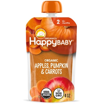 Happy Family Happy Baby Clearly Crafted Stage 2 Organic Baby Food, Apples, Pumpkin, and Carrots