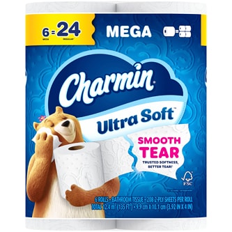 Charmin Ultra Soft 2-Ply Bathroom Tissue, Mega Rolls