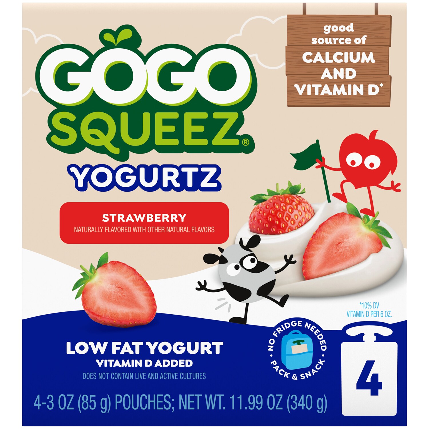 GoGo Squeez Yogurtz Low Fat Yogurt On-the-Go, Strawberry