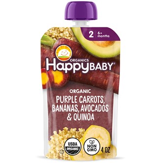 Happy Family Happy Baby Clearly Crafted Stage 2 Organic Baby Food, Purple Carrots, Bananas, Avocados & Quinoa
