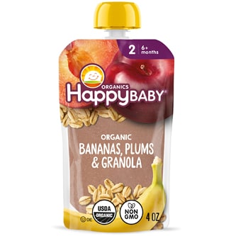 Happy Family Happy Baby Clearly Crafted Stage 2 Organic Baby Food, Bananas, Plums & Granola