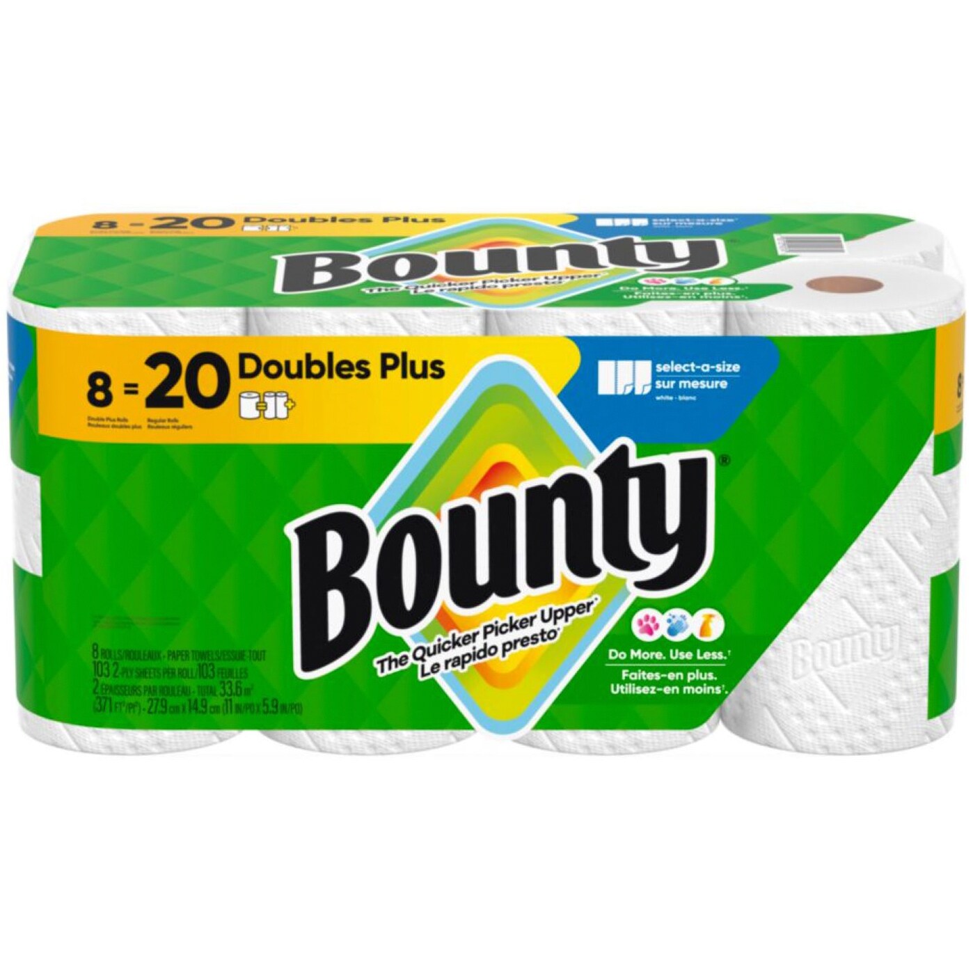 Bounty 2-Ply Doubles Plus Paper Towels, Select-a-Size 