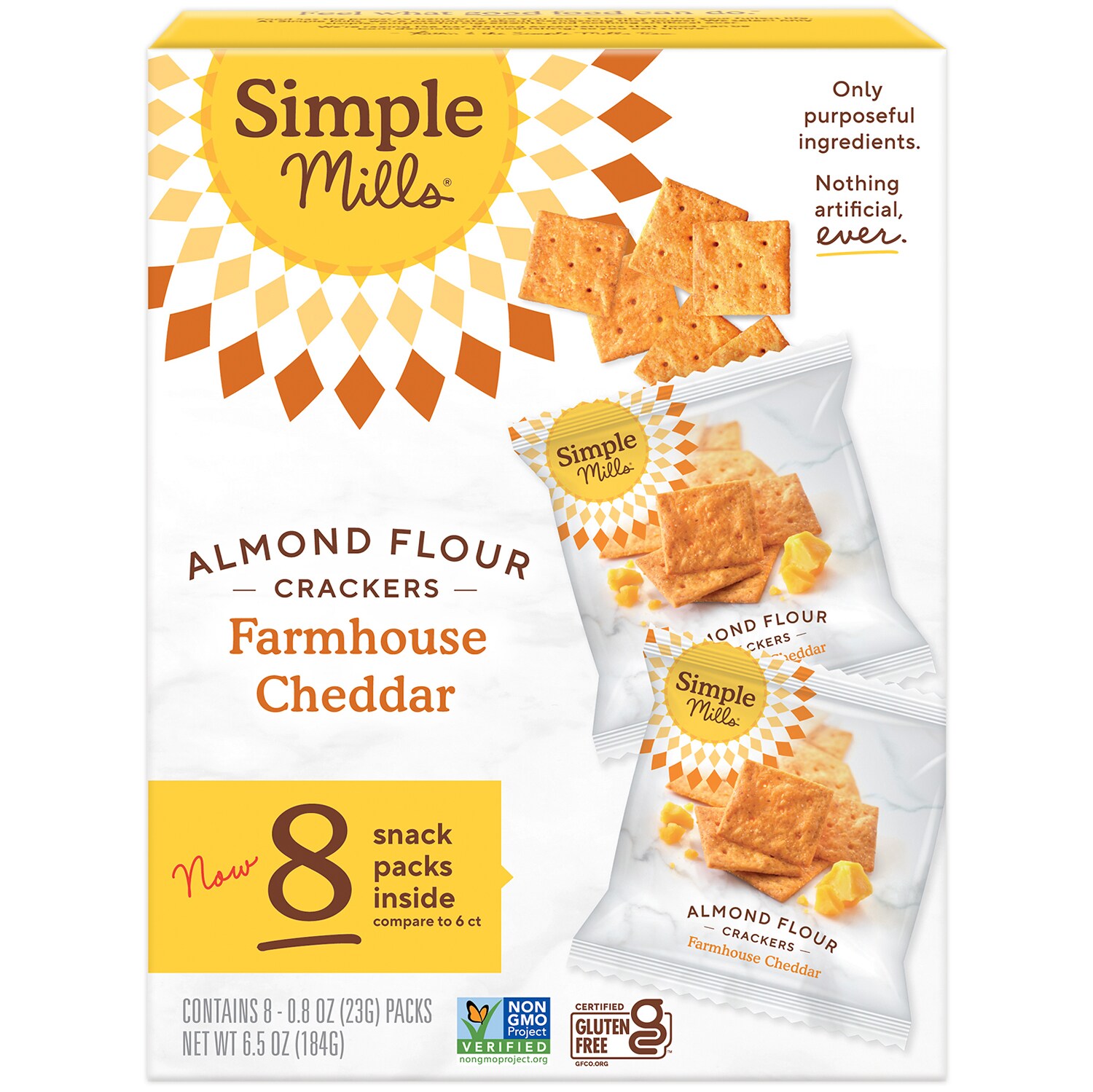 Simple Mills Almond Flour Crackers Snack Packs, Farmhouse Cheddar