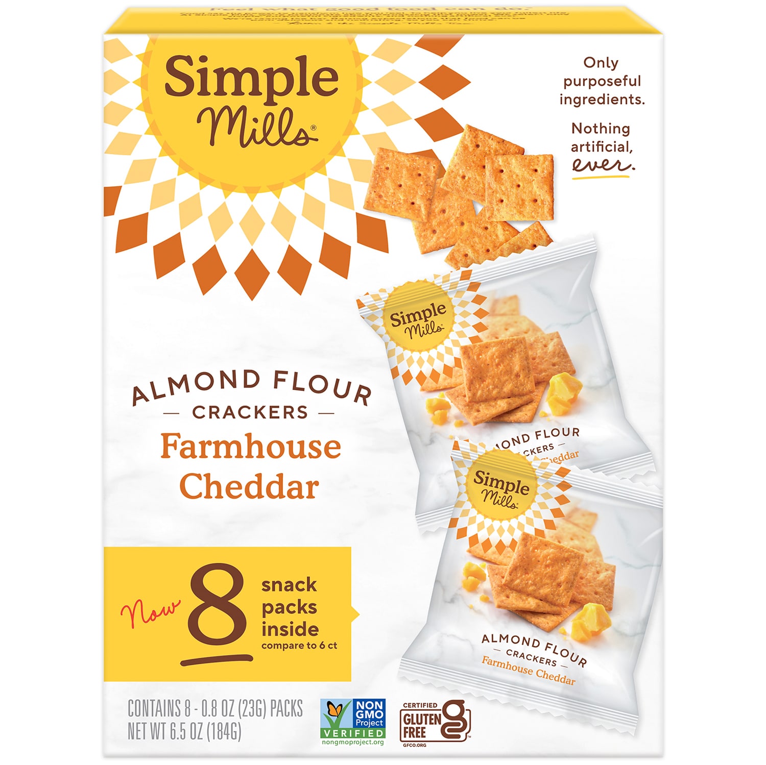 Simple Mills Almond Flour Crackers Snack Packs, Farmhouse Cheddar