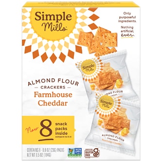 Simple Mills Almond Flour Crackers Snack Packs, Farmhouse Cheddar