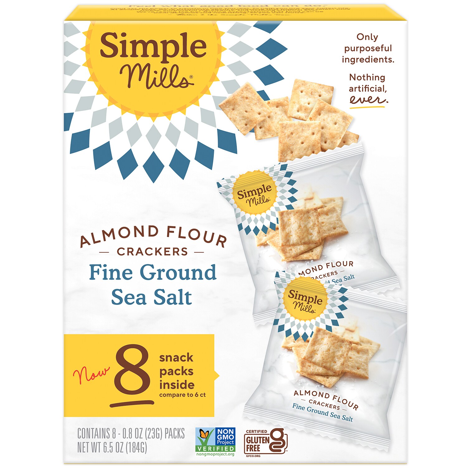 Simple Mills Almond Flour Crackers Snack Packs, Fine Ground Sea Salt