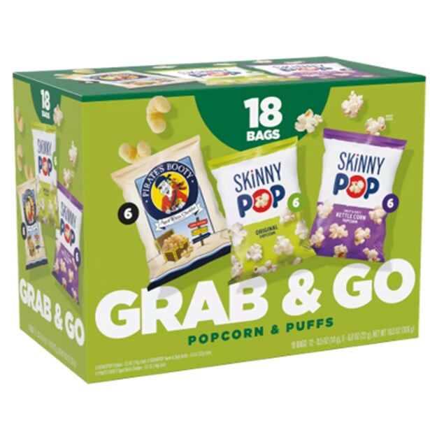 SkinnyPop Variety Snack Packs, Grab & GO Popcorn 