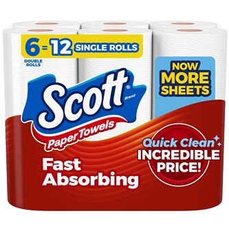 Scott Paper Towels, Single Plus Rolls, Choose-A-Sheet