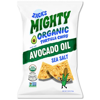 Zack's Mighty Organic Avocado Oil Tortilla Chips, Sea Salt