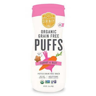 Serenity Kids Baby & Toddler Food Organic Grain Free Puffs, Carrot & Beet