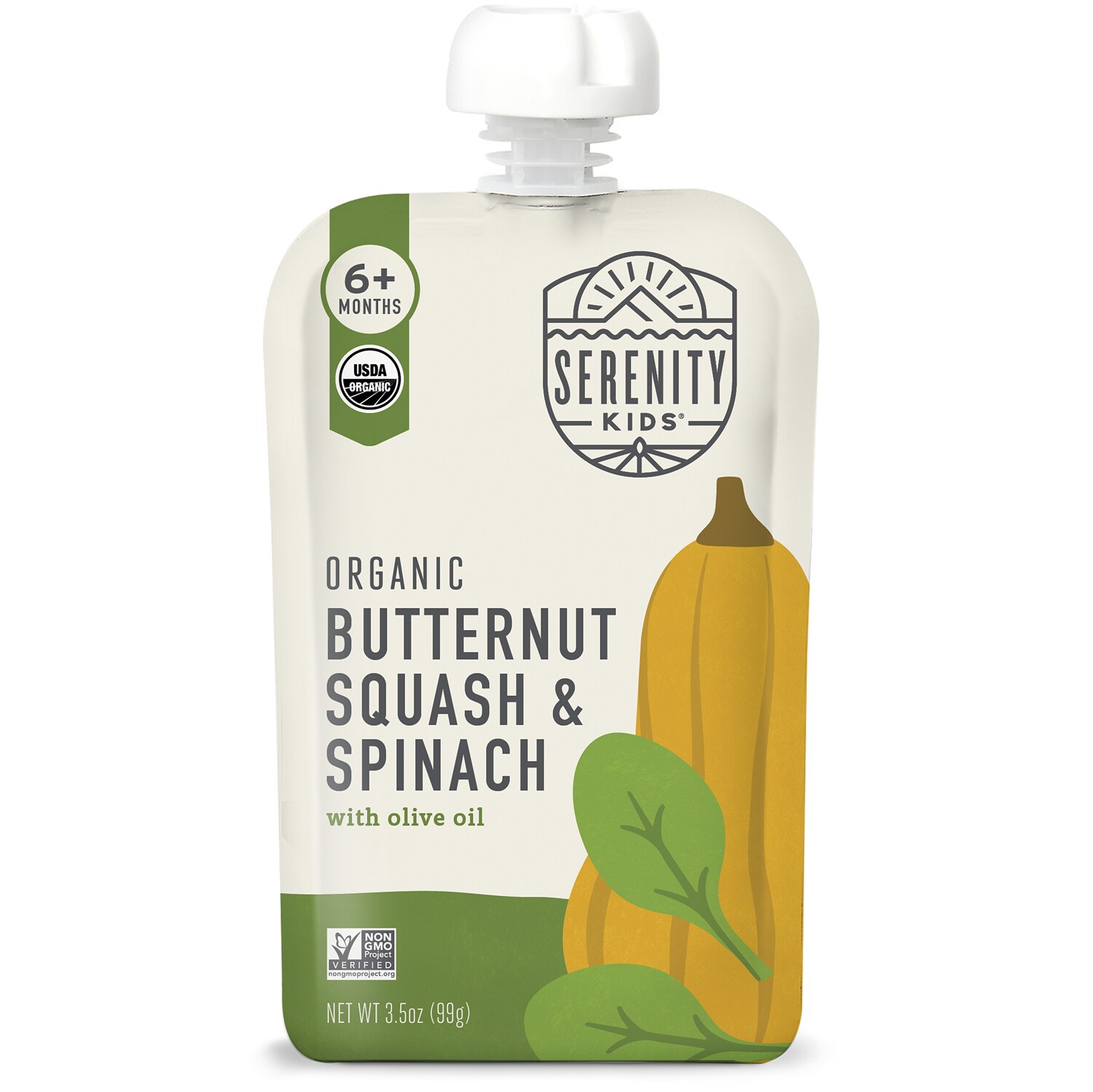 Serenity Kids Baby Food Organic Butternut Squash & Spinach with Organic Olive Oil