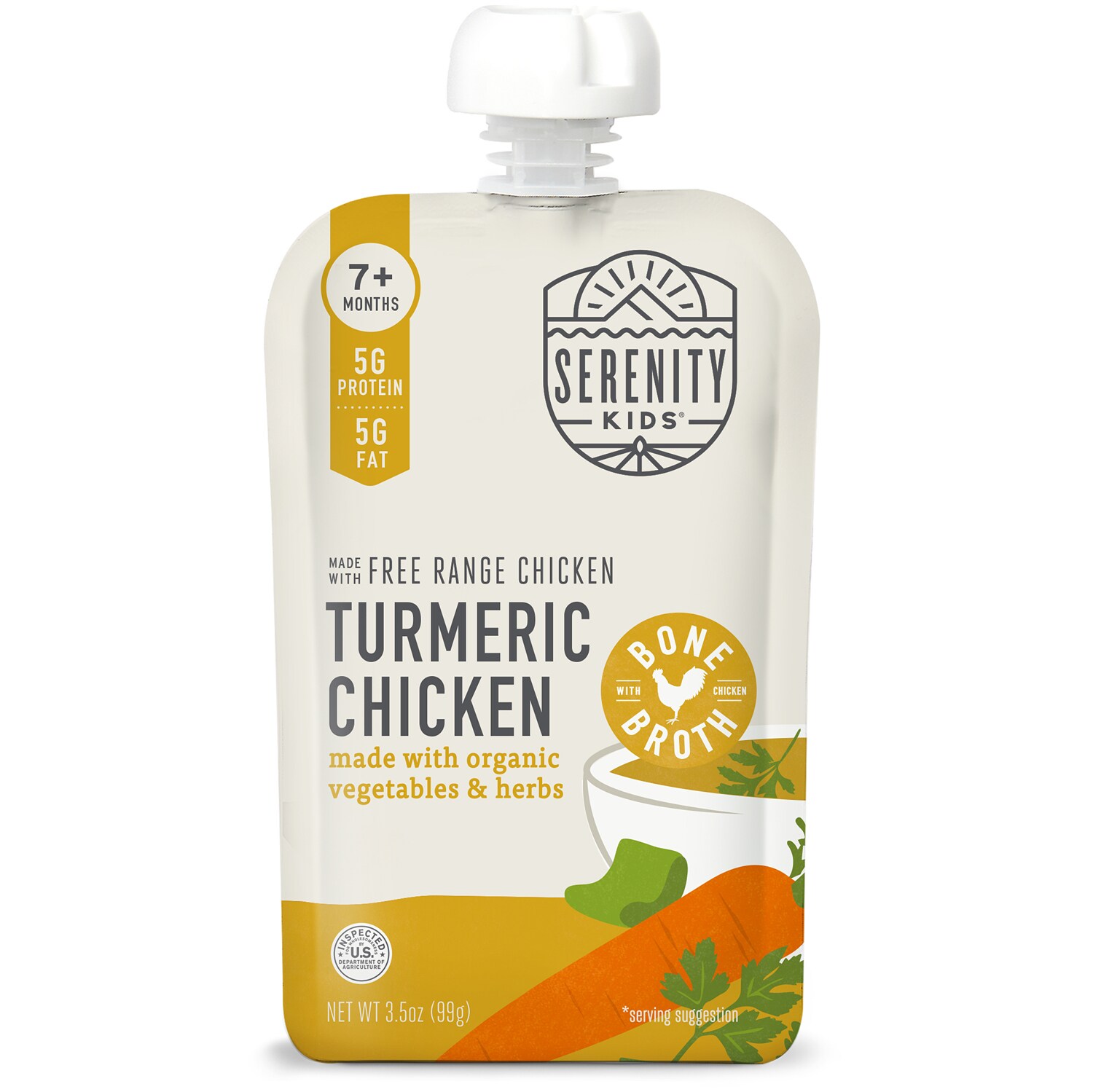 Serenity Kids Baby Food Free Range Chicken Turmeric with Organic Vegetables, Herbs & Bone Broth