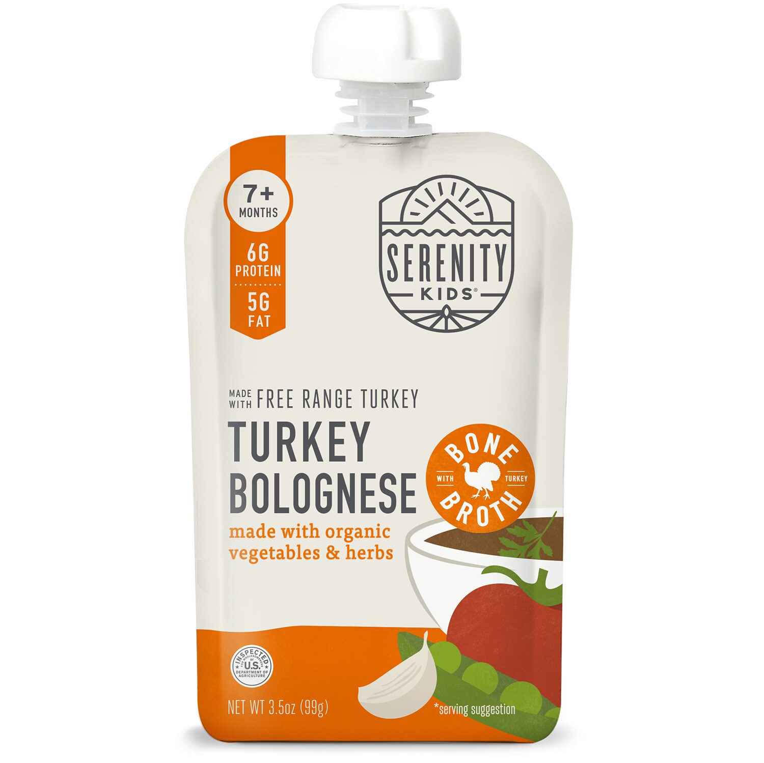 Serenity Kids Baby Food Free Range Turkey Bolognese with Organic Vegetables, Herbs & Bone Broth