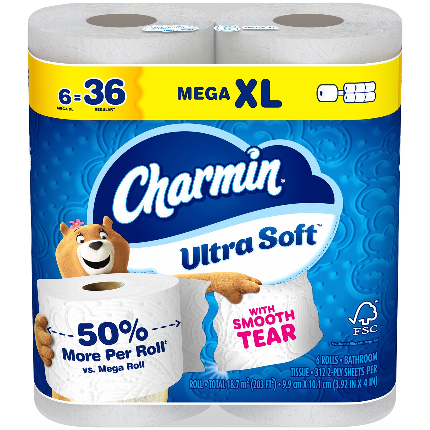 Charmin Ultra Soft 2-Ply Bathroom Tissue, Super Mega Rolls
