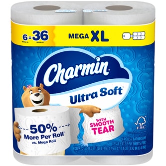Charmin Ultra Soft 2-Ply Bathroom Tissue, Super Mega Rolls