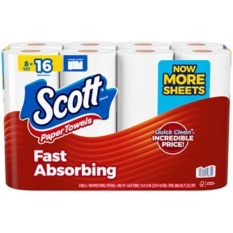 Scott 1-Ply Paper Towels, Double Rolls, Choose-A-Sheet
