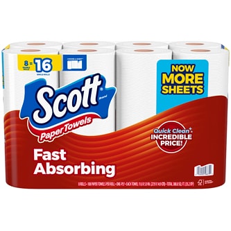 Scott 1-Ply Paper Towels, Double Rolls, Choose-A-Sheet