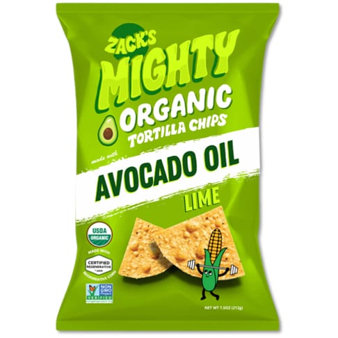 Zack's Mighty Organic Avocado Oil Tortilla Chips, Lime