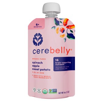 Cerebelly Organic Baby Food Puree, Spinach, Apple, Sweet Potato
