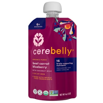 Cerebelly Organic Baby Food Puree, Beet, Carrot & Blueberry with Coconut Milk