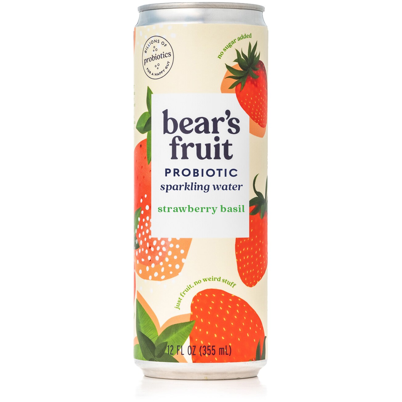 Bear's Fruit Probiotic Sparkling, Strawberry Basil, Can