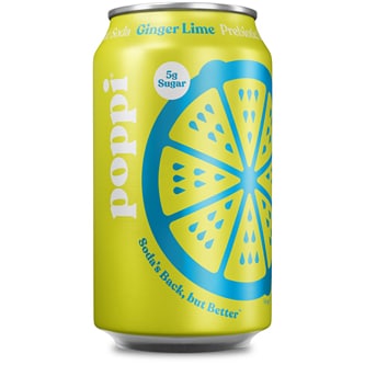 Poppi Prebiotic Soda, Ginger Lime, Can