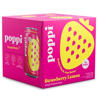 Poppi Prebiotic Soda, Strawberry Lemon, Cans