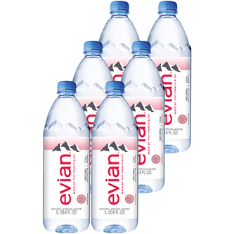 Evian Natural Spring Water, Plastic Bottles