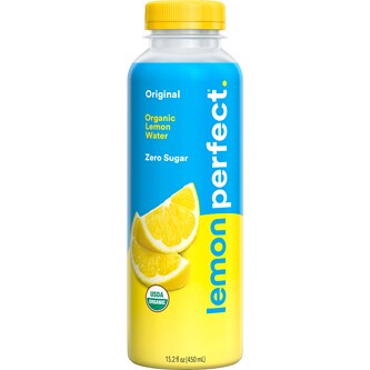 Lemon Perfect Zero Sugar Organic Lemon Water, Original Lemon, Plastic Bottle