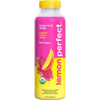 Lemon Perfect Zero Sugar Organic Lemon Water, Dragon Fruit Mango, Plastic Bottle