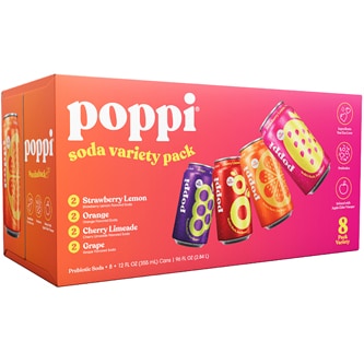 Poppi Prebiotic Soda, Variety Pack, Cans