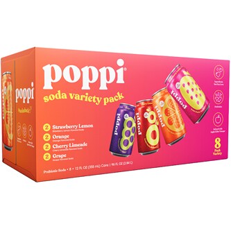 Poppi Prebiotic Soda, Variety Pack, Cans
