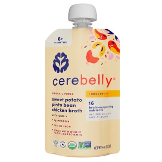 Cerebelly Organic Baby Food Puree, Sweet Potato, Pinto Bean with Cumin & Chicken Bone Broth