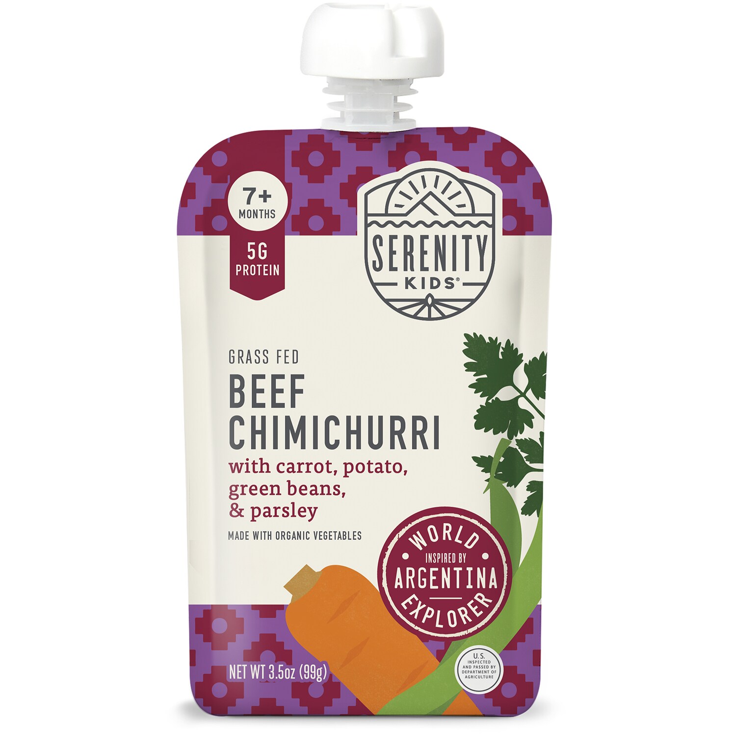 Serenity Kids World Explorers Baby Food Grass Fed Beef Chimichurri with Organic Vegetables