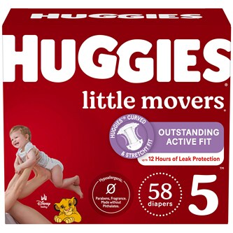 Huggies Little Movers Diapers, Size 5