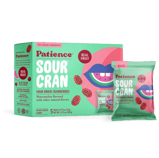 Patience SourCran, Dried Cranberries Watermelon Flavor, Case