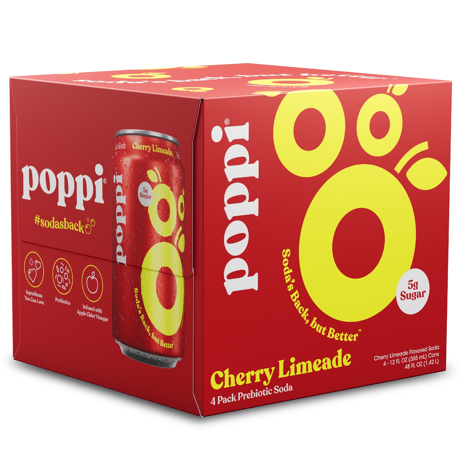 Poppi Prebiotic Soda, Cherry Limeade, Cans