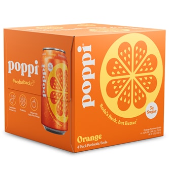Poppi Prebiotic Soda, Orange, Cans