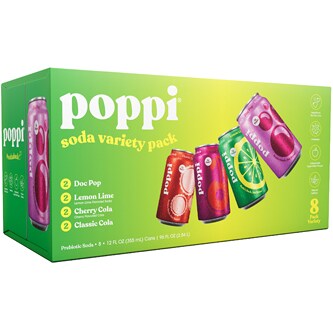 Poppi Prebiotic Soda, Classic Variety Pack, Cans